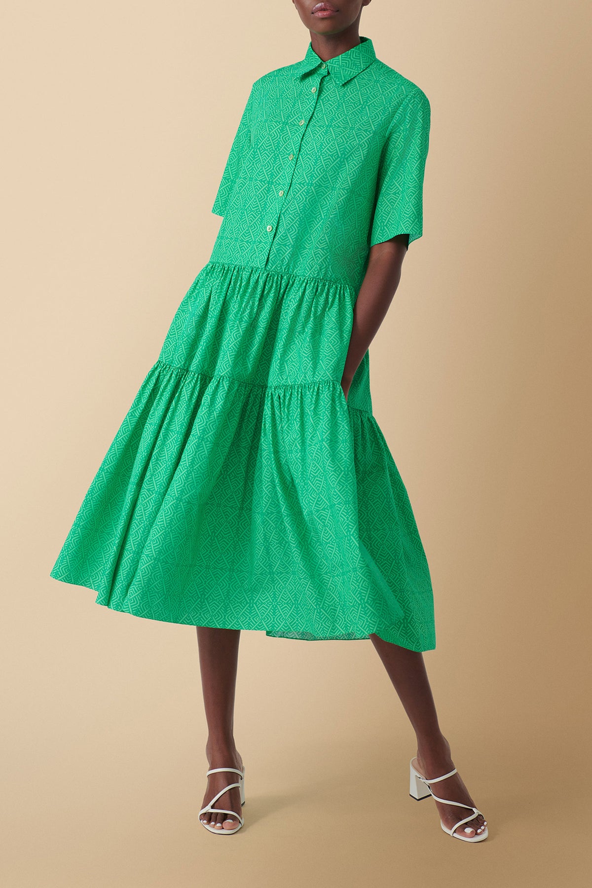 Geometric Print Tiered Dress | Ethical Luxury | ELIZA CHRISTOPH Geometric Print Tiered Dress | Ethical Luxury | ELIZA CHRISTOPH
