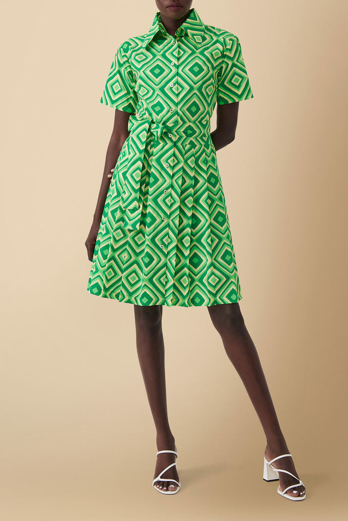 green geometric print dress Shirt Dresses | Vibrant Colors Boho dress